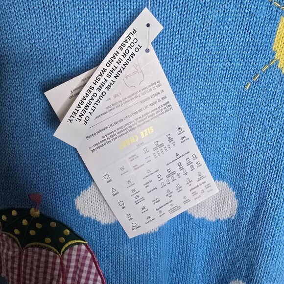 The Quacker Factory Beach Scene Knit Short Sleeve Tunic Top Beaded Size XL - Picture 9 of 12